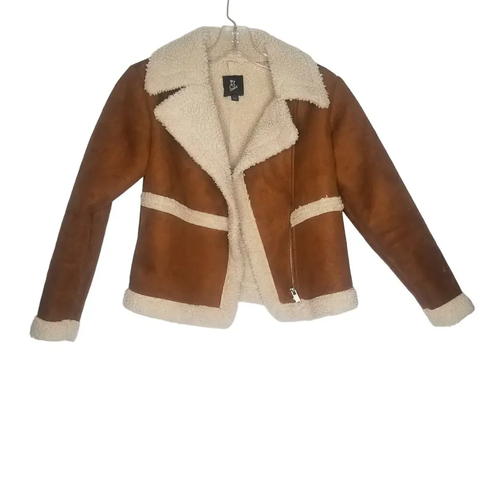 Art Class Girls Faux Suede Sherpa Moto Jacket